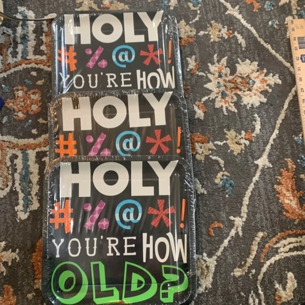 NWT Holy Beep You’re How Old? Set of 8 Party Plates‎ SET OF 3